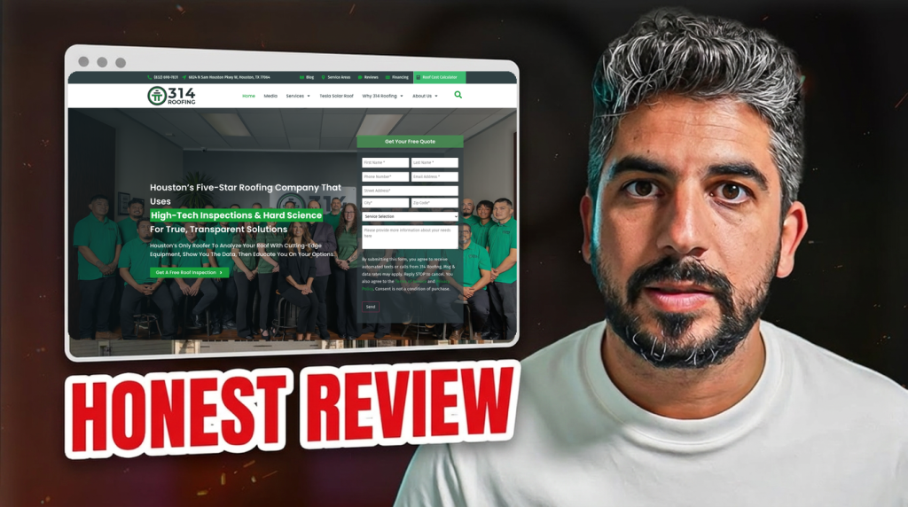314 Roofing Solutions homepage review thumbnail — honest marketing breakdown