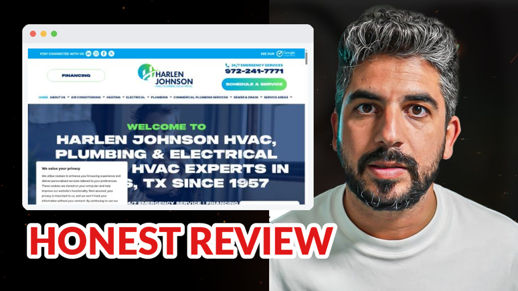 Harlen Johnson HVAC, Plumbing & Electrical review: 4.8 stars across 1,207 reviews — and a map scan that finds them just 4% of the time. (Dallas, TX marketing breakdown)