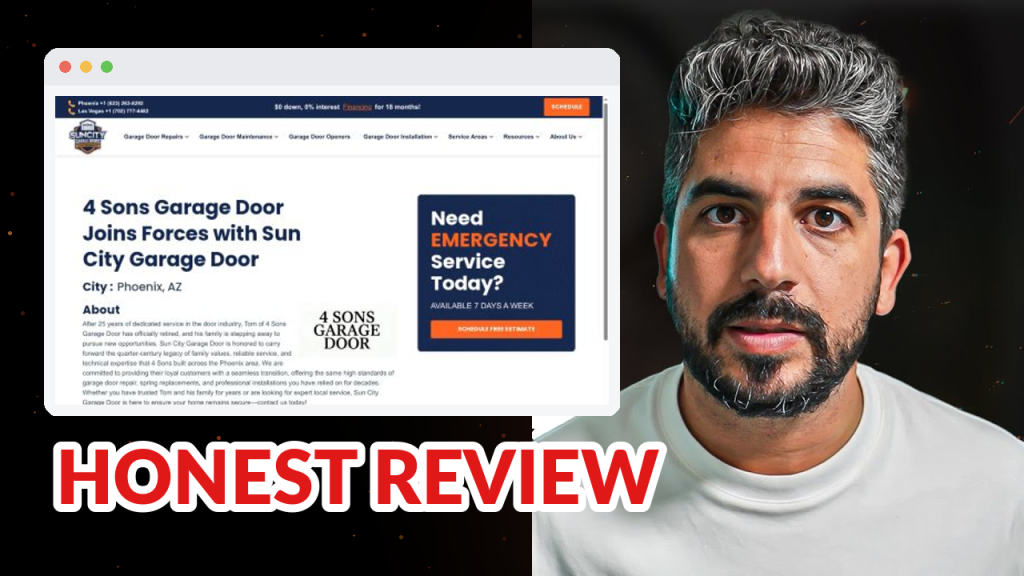 4 Sons Garage Door Review: 4.9 Stars, 336 Reviews, and a Website That's Leaking Leads